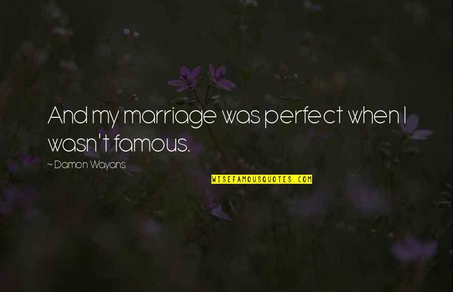When I Famous Quotes By Damon Wayans: And my marriage was perfect when I wasn't