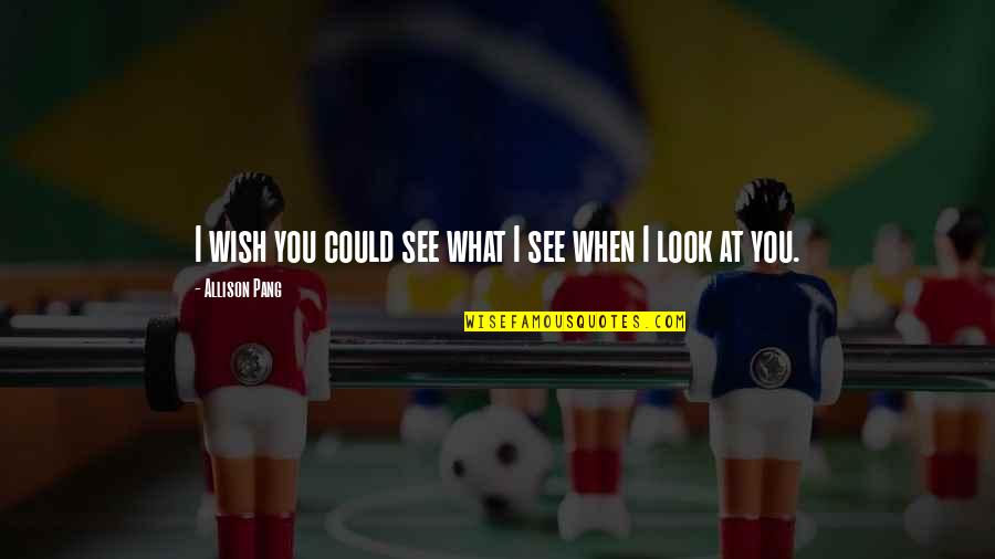 When I Look At You Quotes By Allison Pang: I wish you could see what I see
