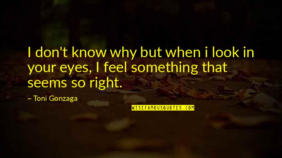 When I Look Into Your Eyes Quotes By Toni Gonzaga: I don't know why but when i look