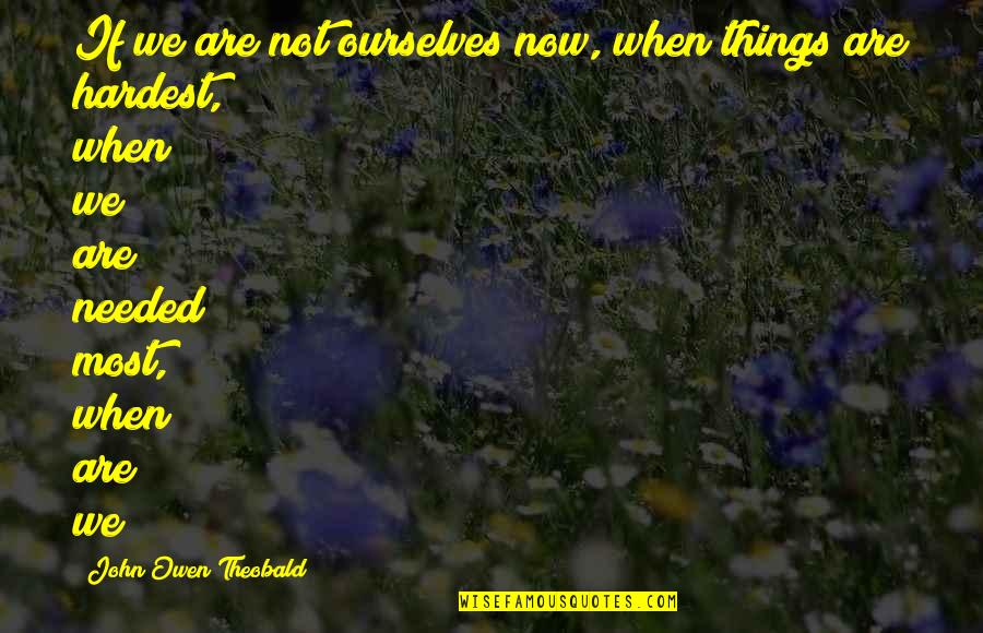 When I Needed You The Most Quotes By John Owen Theobald: If we are not ourselves now, when things