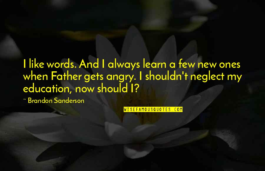 When I'm Angry Quotes By Brandon Sanderson: I like words. And I always learn a