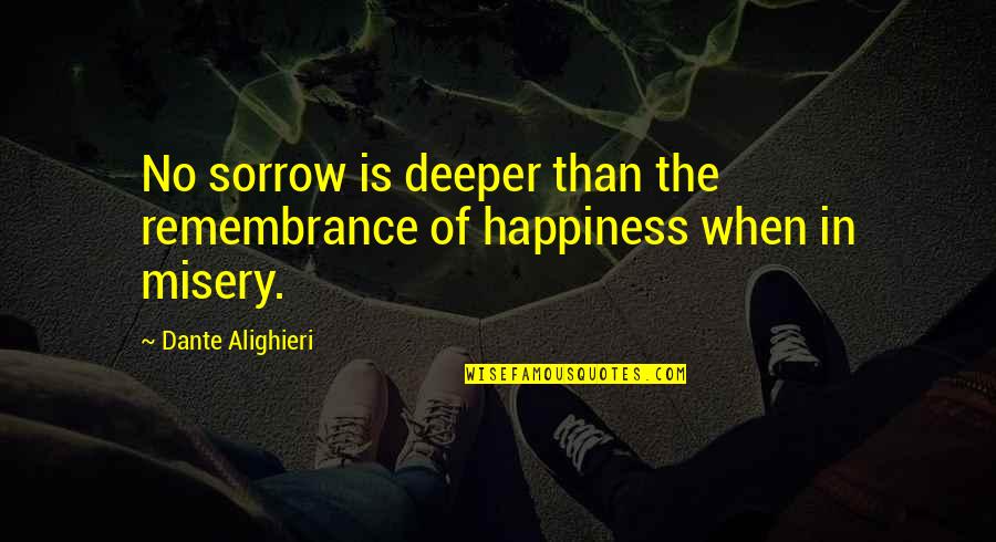 When In Sorrow Quotes By Dante Alighieri: No sorrow is deeper than the remembrance of