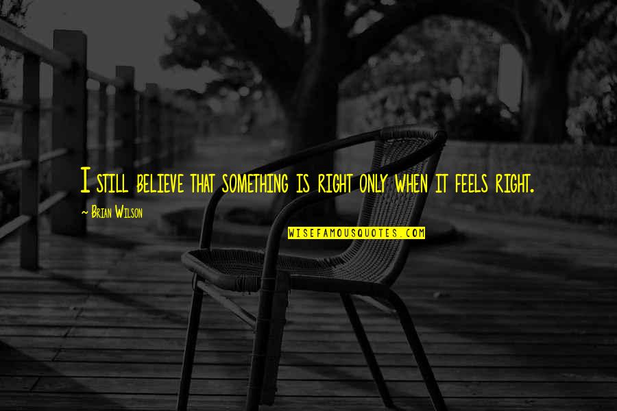 When It Feels Right Quotes By Brian Wilson: I still believe that something is right only