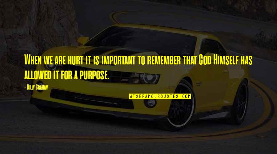 When It Hurt Quotes By Billy Graham: When we are hurt it is important to