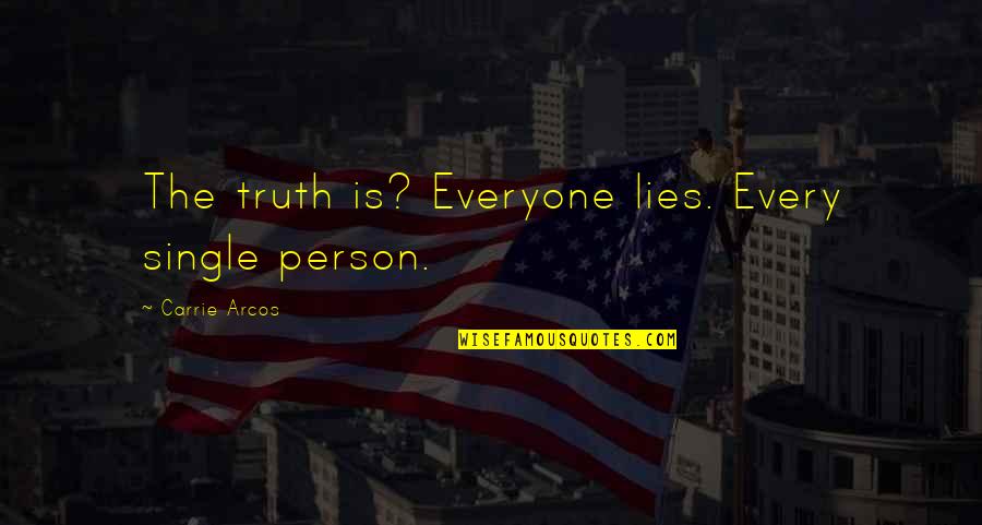 When Life Gets Hard Keep Going Quotes By Carrie Arcos: The truth is? Everyone lies. Every single person.