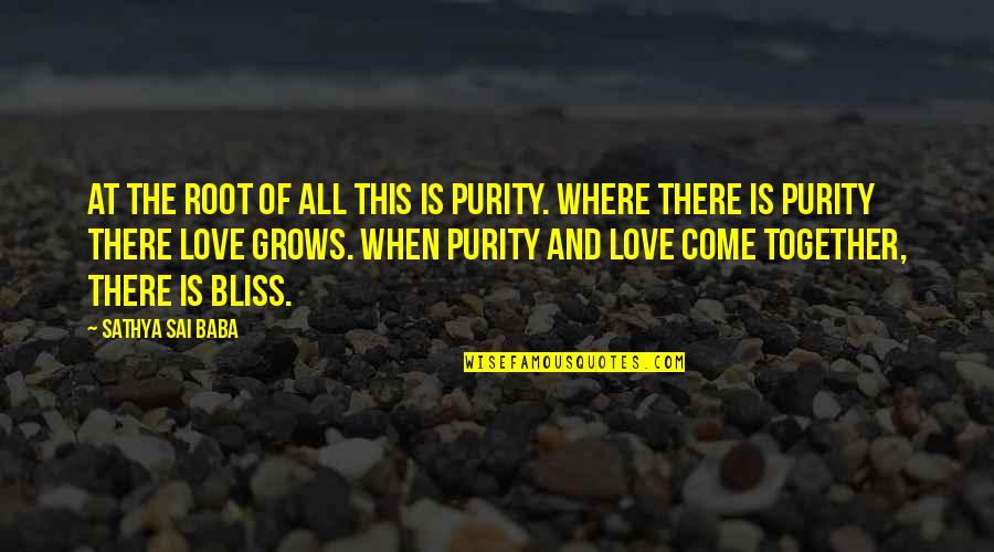 When Love Grows Quotes By Sathya Sai Baba: At the root of all this is purity.