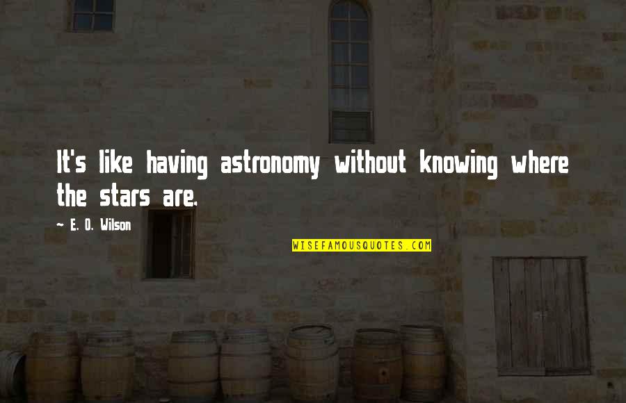 When Shes Mad At You Quotes By E. O. Wilson: It's like having astronomy without knowing where the