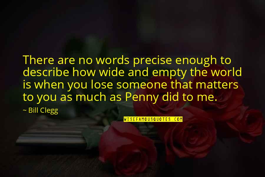 When Someone Matters To You Quotes By Bill Clegg: There are no words precise enough to describe