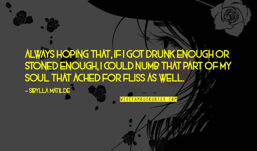 When Someone Stops Caring About You Quotes By Sibylla Matilde: Always hoping that, if I got drunk enough