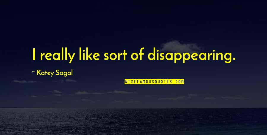 When Things Arent What They Seem Quotes By Katey Sagal: I really like sort of disappearing.