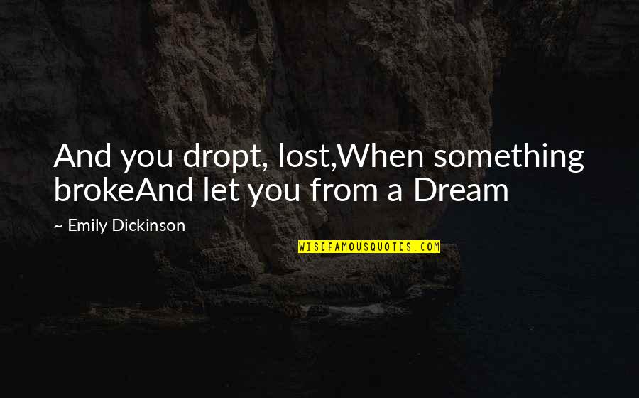 When U Lost Something Quotes By Emily Dickinson: And you dropt, lost,When something brokeAnd let you