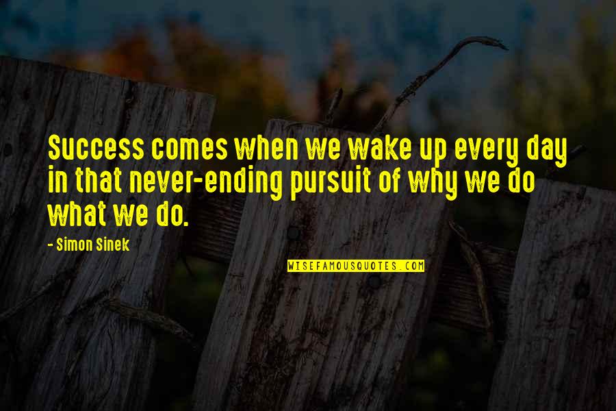 When We Wake Quotes By Simon Sinek: Success comes when we wake up every day