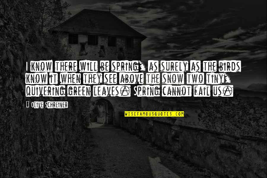 When Will I See You Quotes By Olive Schreiner: I know there will be spring, as surely