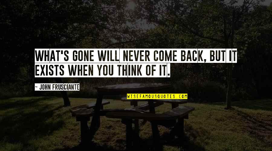 When Will You Come Quotes By John Frusciante: What's gone will never come back, but it