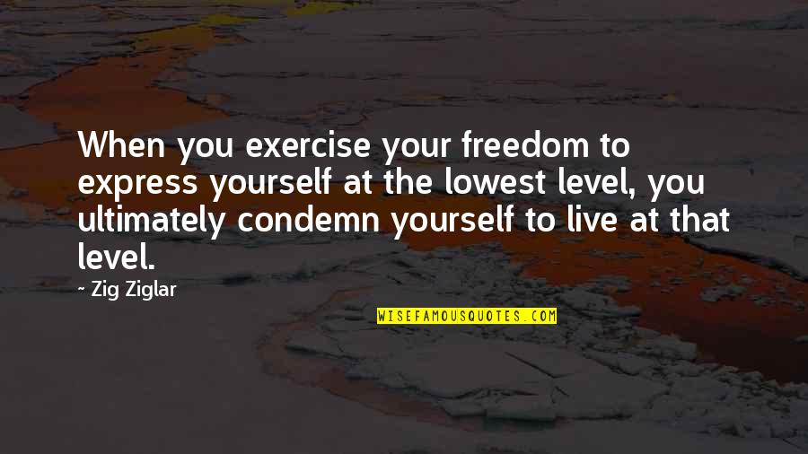 When You Are At Your Lowest Quotes By Zig Ziglar: When you exercise your freedom to express yourself