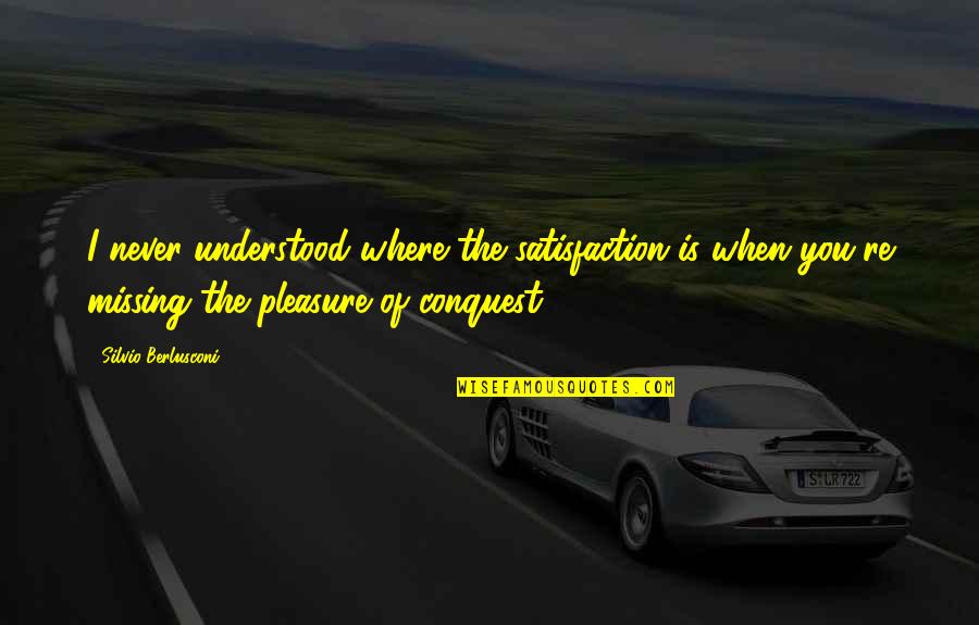 When You Are Missing Quotes By Silvio Berlusconi: I never understood where the satisfaction is when