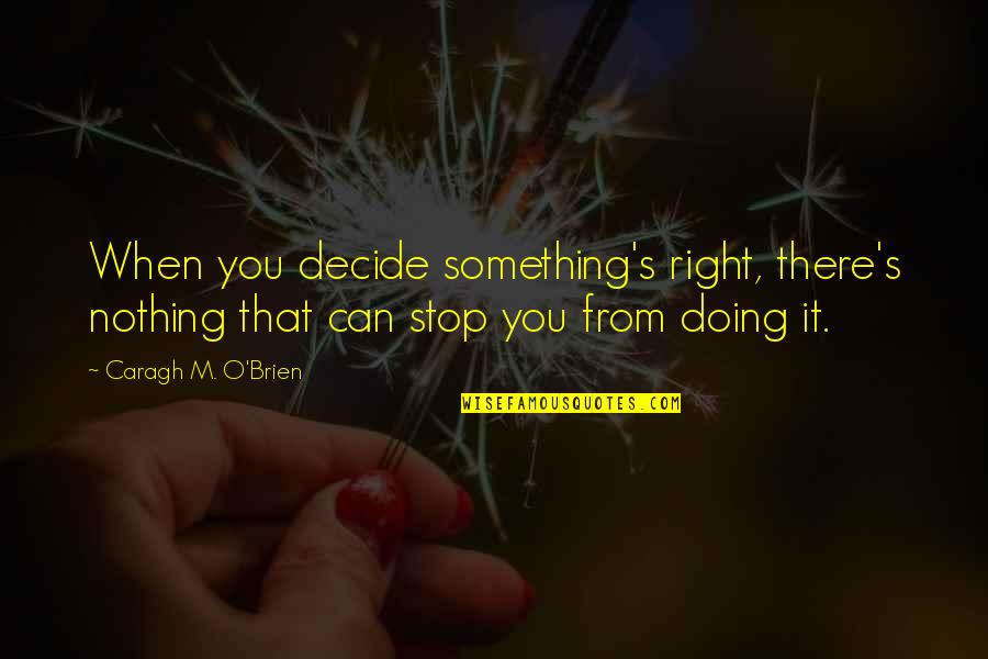 When You Decide Quotes By Caragh M. O'Brien: When you decide something's right, there's nothing that