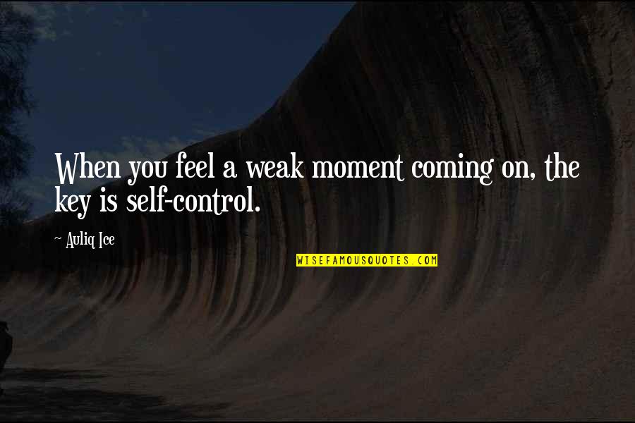 When You Feel Weak Quotes By Auliq Ice: When you feel a weak moment coming on,