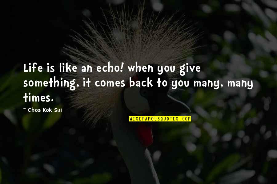 When You Give Back Quotes By Choa Kok Sui: Life is like an echo! when you give