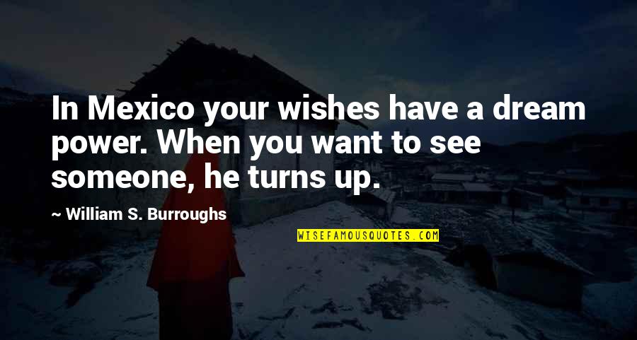 When You Have Power Quotes By William S. Burroughs: In Mexico your wishes have a dream power.