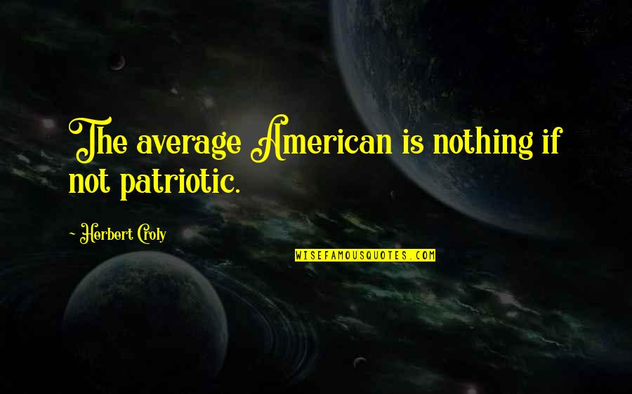 When You Kiss Me Goodnight Quotes By Herbert Croly: The average American is nothing if not patriotic.