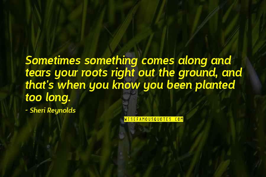 When You Know You're Right Quotes By Sheri Reynolds: Sometimes something comes along and tears your roots