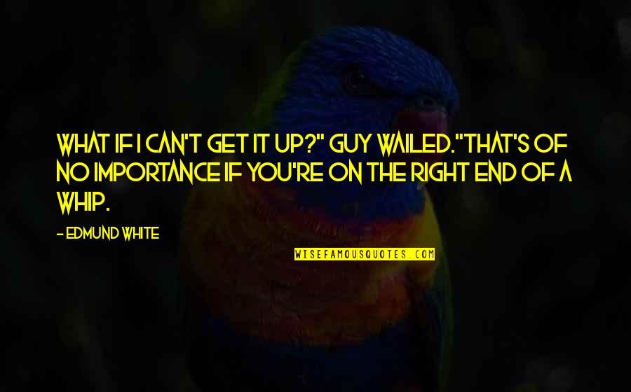 When You Like Someone But They Don't Like You Quotes By Edmund White: What if I can't get it up?" Guy