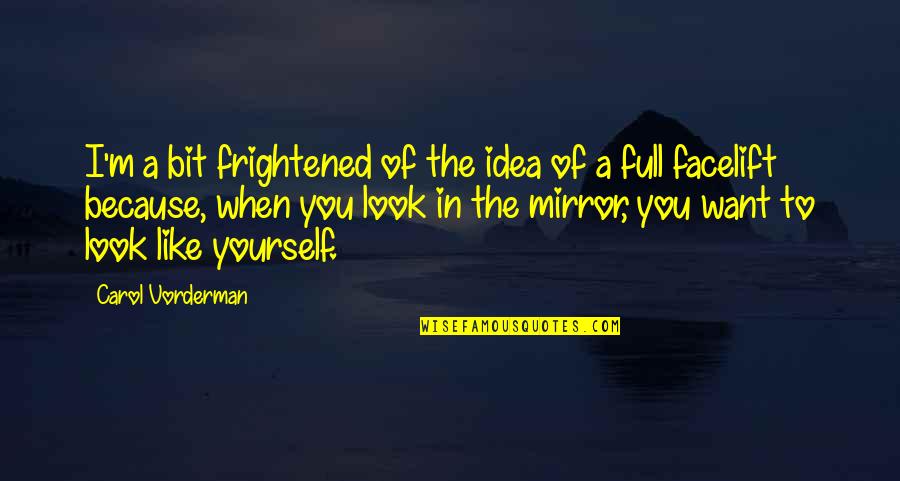 When You Look In The Mirror Quotes By Carol Vorderman: I'm a bit frightened of the idea of