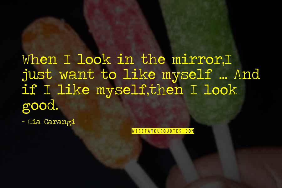 When You Look In The Mirror Quotes By Gia Carangi: When I look in the mirror,I just want