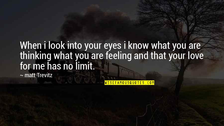 When You Look Me In The Eyes Love Quotes By Matt Trevitz: When i look into your eyes i know