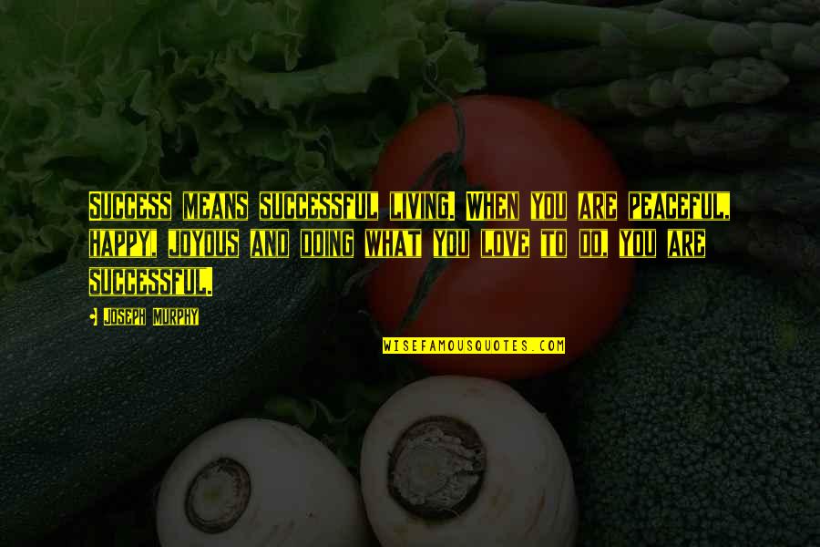 When You Love What You Do Quotes By Joseph Murphy: Success means successful living. When you are peaceful,