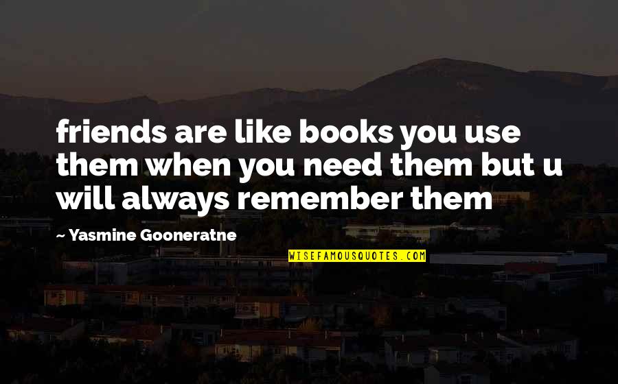 When You Need Them Quotes By Yasmine Gooneratne: friends are like books you use them when