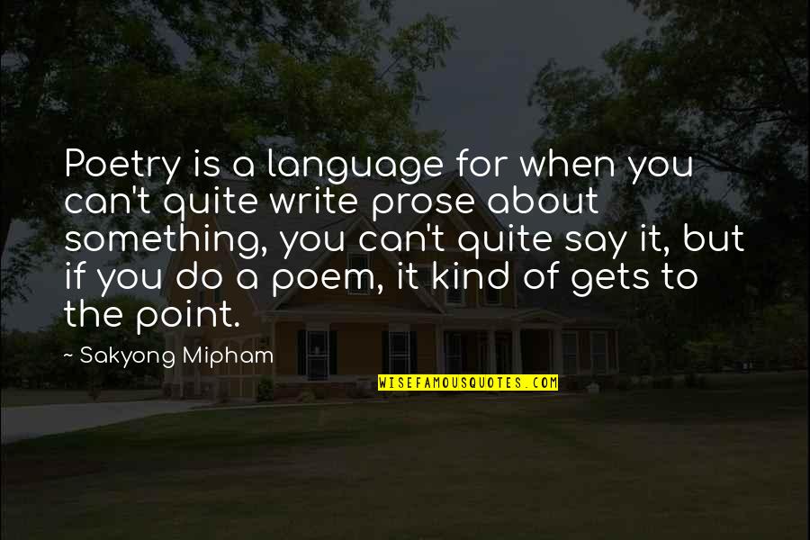 When You Say Something Quotes By Sakyong Mipham: Poetry is a language for when you can't