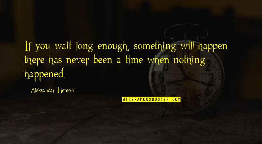 When You Wait Too Long Quotes By Aleksandar Hemon: If you wait long enough, something will happen