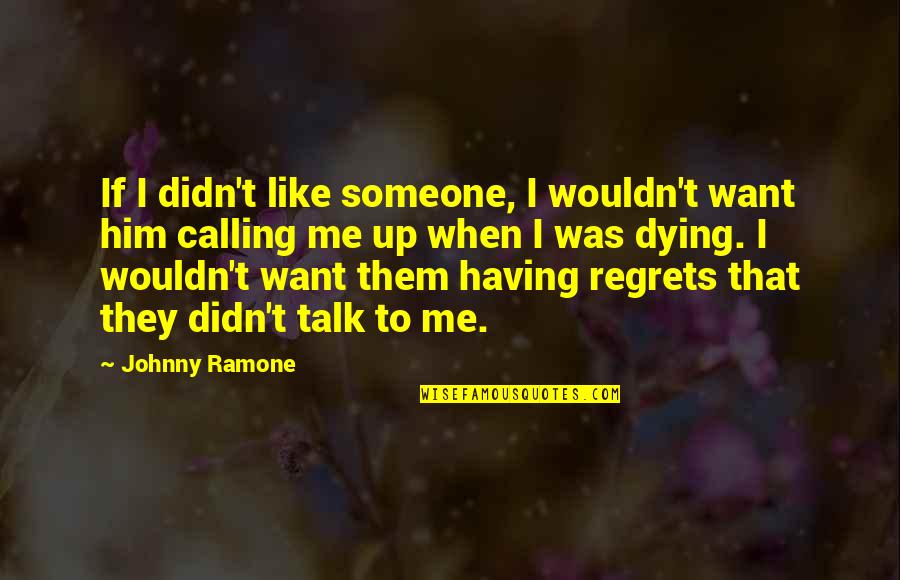 When You Want To Talk To Someone Quotes By Johnny Ramone: If I didn't like someone, I wouldn't want