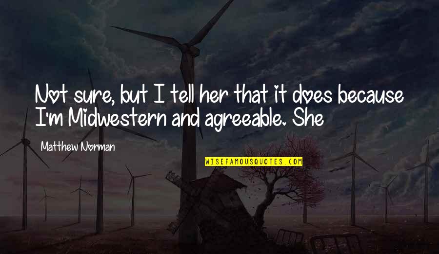 When Your Head's A Mess Quotes By Matthew Norman: Not sure, but I tell her that it