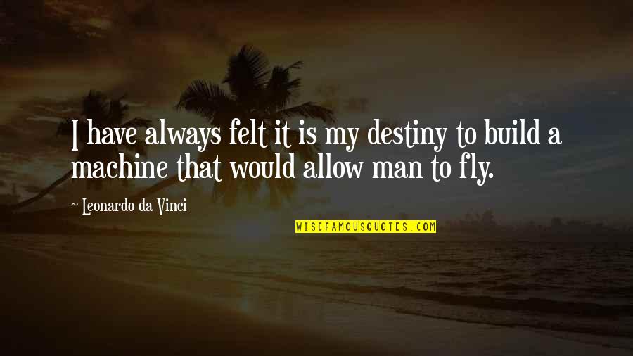 When Your Pissed Off At A Boyfriend Quotes By Leonardo Da Vinci: I have always felt it is my destiny
