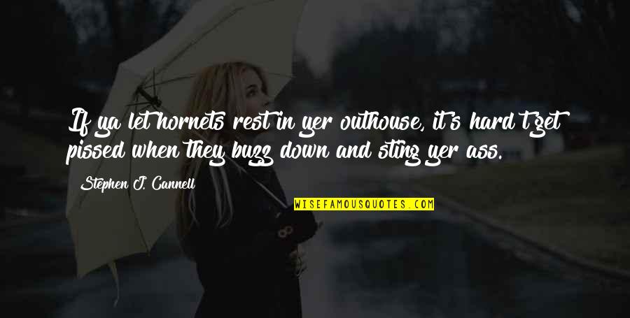 When You're Pissed Off Quotes By Stephen J. Cannell: If ya let hornets rest in yer outhouse, When You're Pissed Off Quotes By Stephen J. Cannell: If ya let hornets rest in yer outhouse,