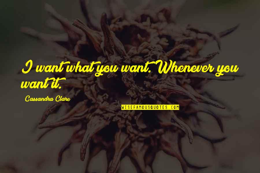 Whenever You Quotes By Cassandra Clare: I want what you want. Whenever you want Whenever You Quotes By Cassandra Clare: I want what you want. Whenever you want