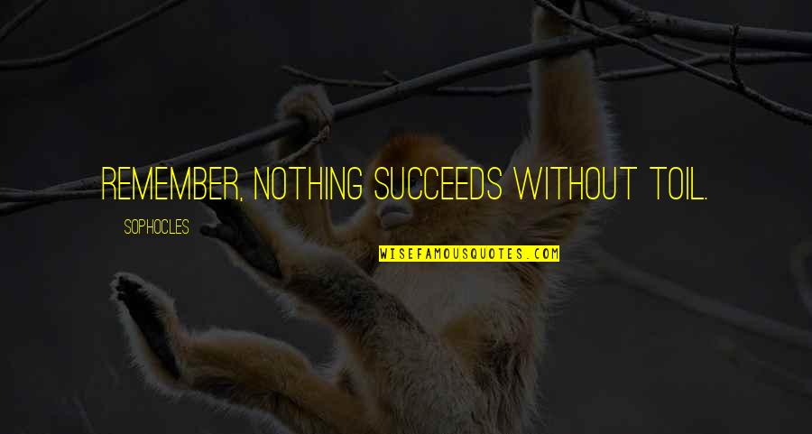 Whenmankind Quotes By Sophocles: Remember, nothing succeeds without toil.