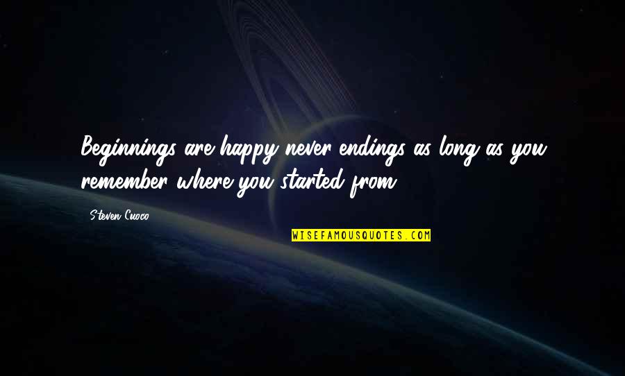 Where Am I Quote Quotes By Steven Cuoco: Beginnings are happy never-endings as long as you