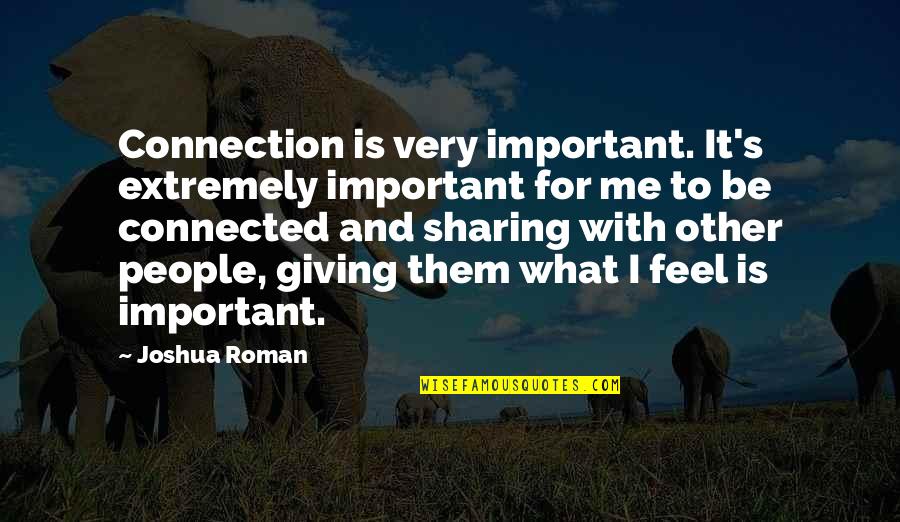 Where Are You Going Where Have Been Quotes By Joshua Roman: Connection is very important. It's extremely important for