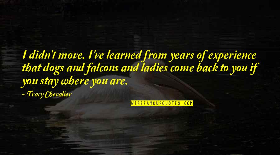 Where Dogs Come Quotes By Tracy Chevalier: I didn't move. I've learned from years of