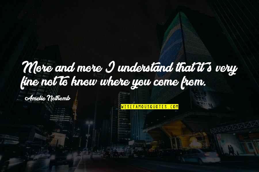 Where I Come From Quotes By Amelie Nothomb: More and more I understand that it's very