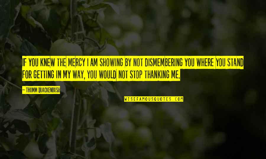 Where I Stand Quotes By Thomm Quackenbush: If you knew the mercy I am showing