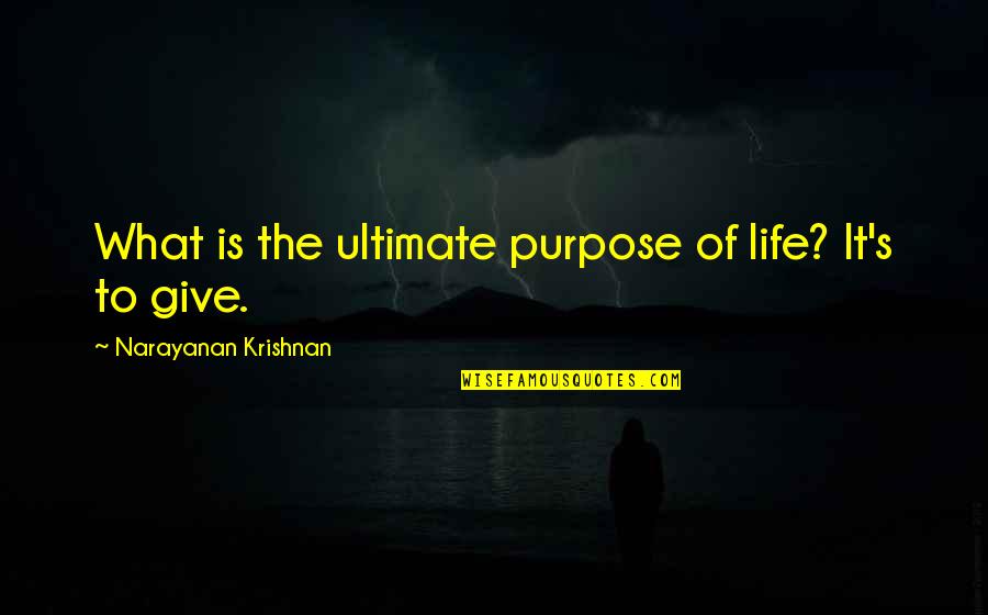 Where Is Gamora Quote Quotes By Narayanan Krishnan: What is the ultimate purpose of life? It's