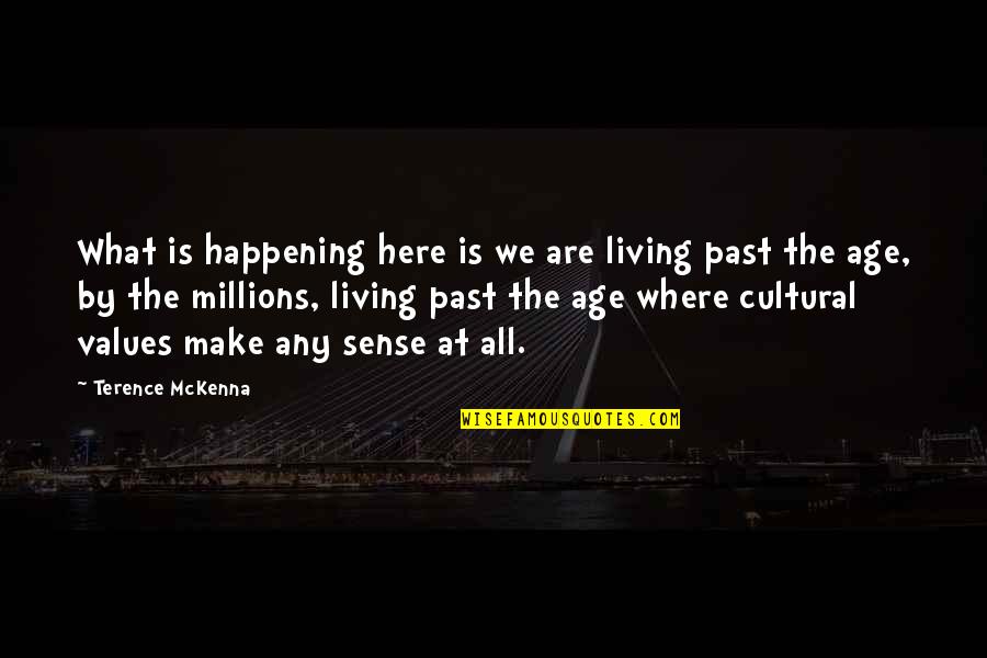 Where Is Here Quotes By Terence McKenna: What is happening here is we are living