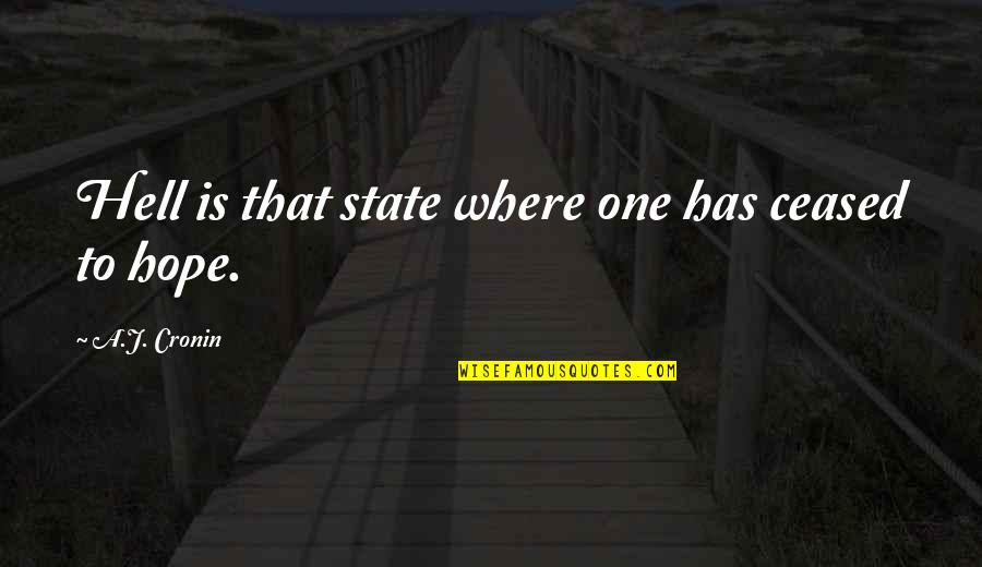 Where Is Hope Quotes By A.J. Cronin: Hell is that state where one has ceased