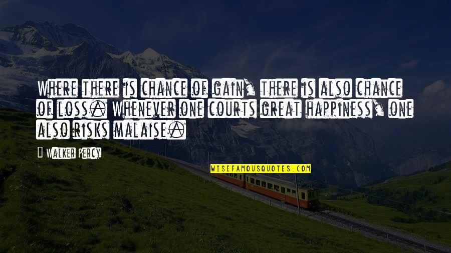 Where Is My Happiness Quotes By Walker Percy: Where there is chance of gain, there is