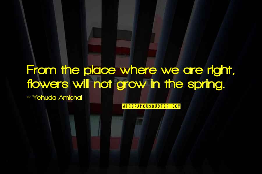 Where Is Spring Quotes By Yehuda Amichai: From the place where we are right, flowers